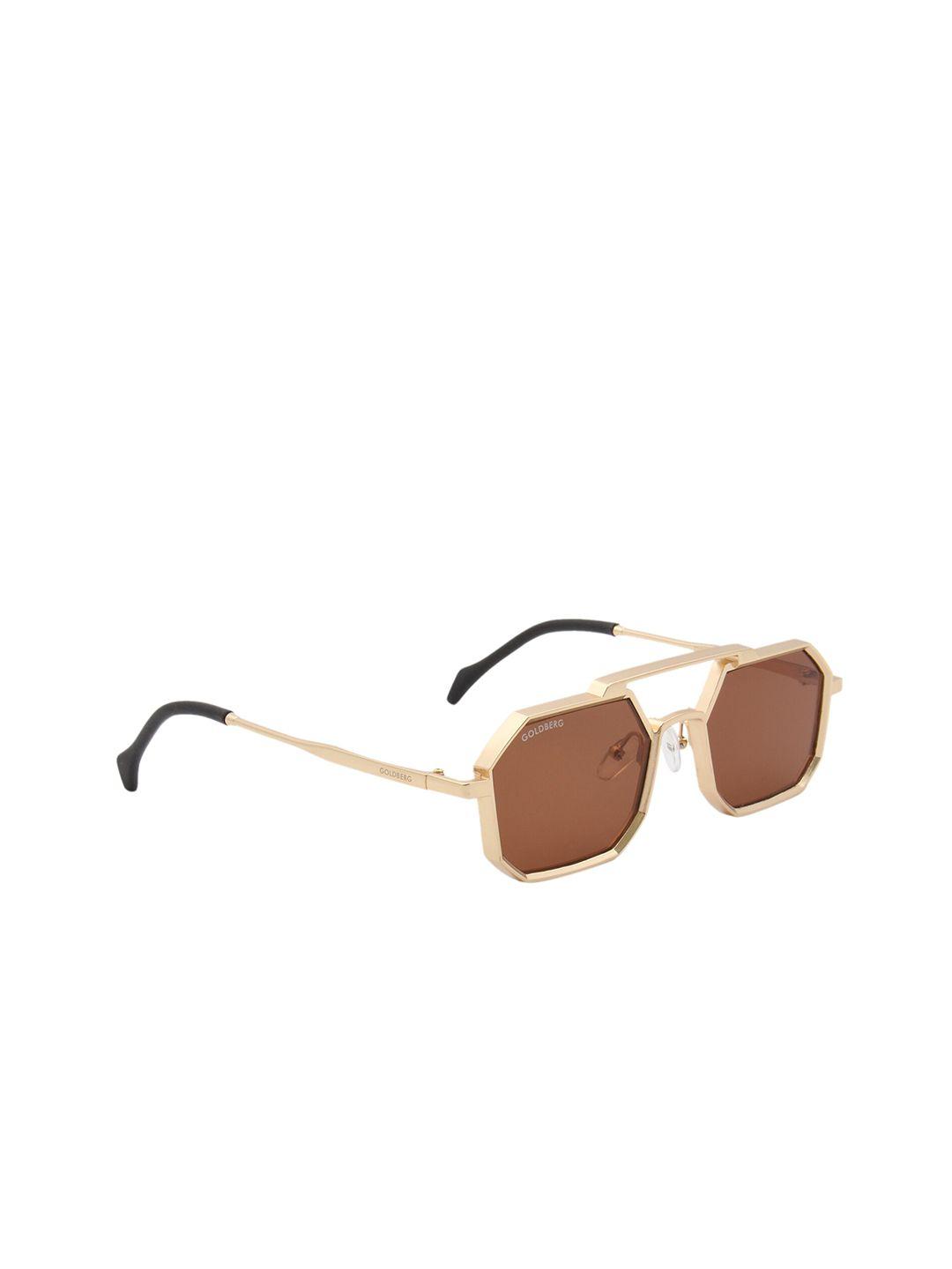 gold berg brown lens & gold-toned square sunglasses with uv protected lens gb-22033_c4