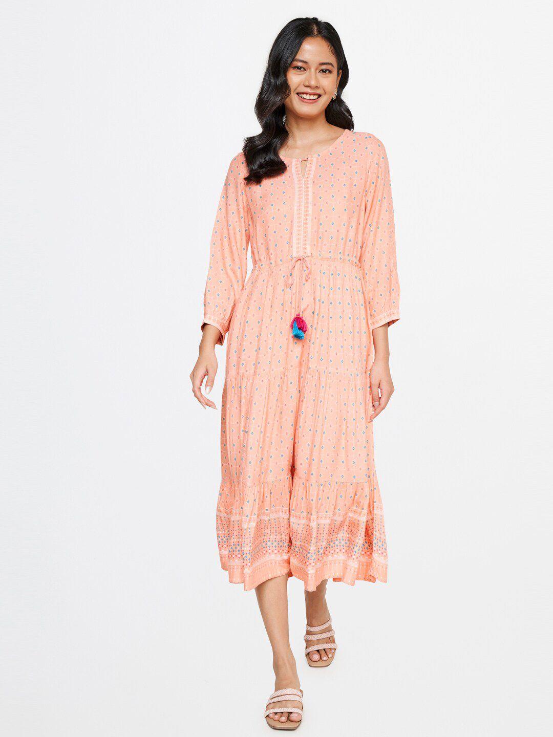 global desi pink keyhole neck midi dress