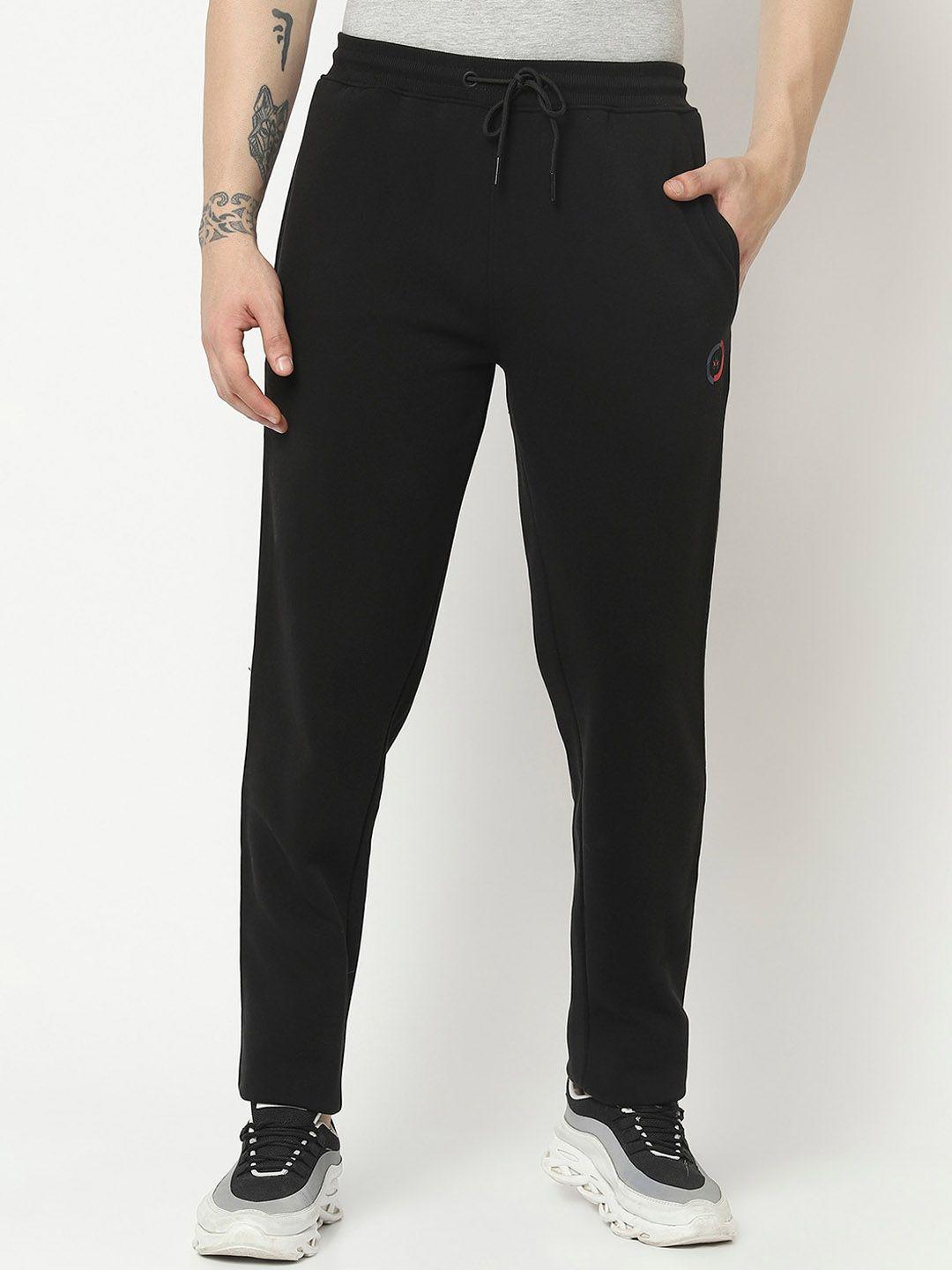 crimsoune club men black solid cotton track pants