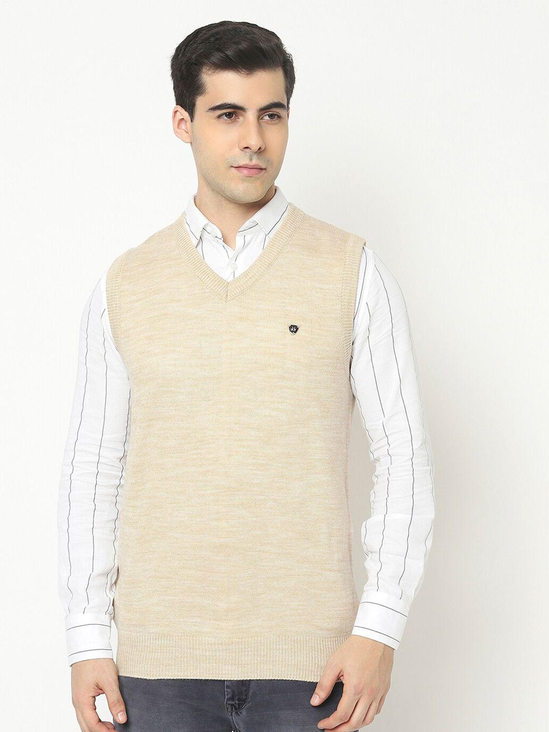 crimsoune club men acrylic beige sweater vest