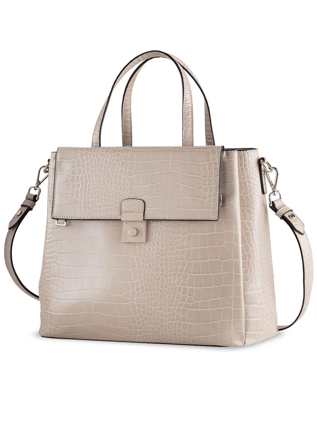 carpisa women taupe textured structured handheld bag