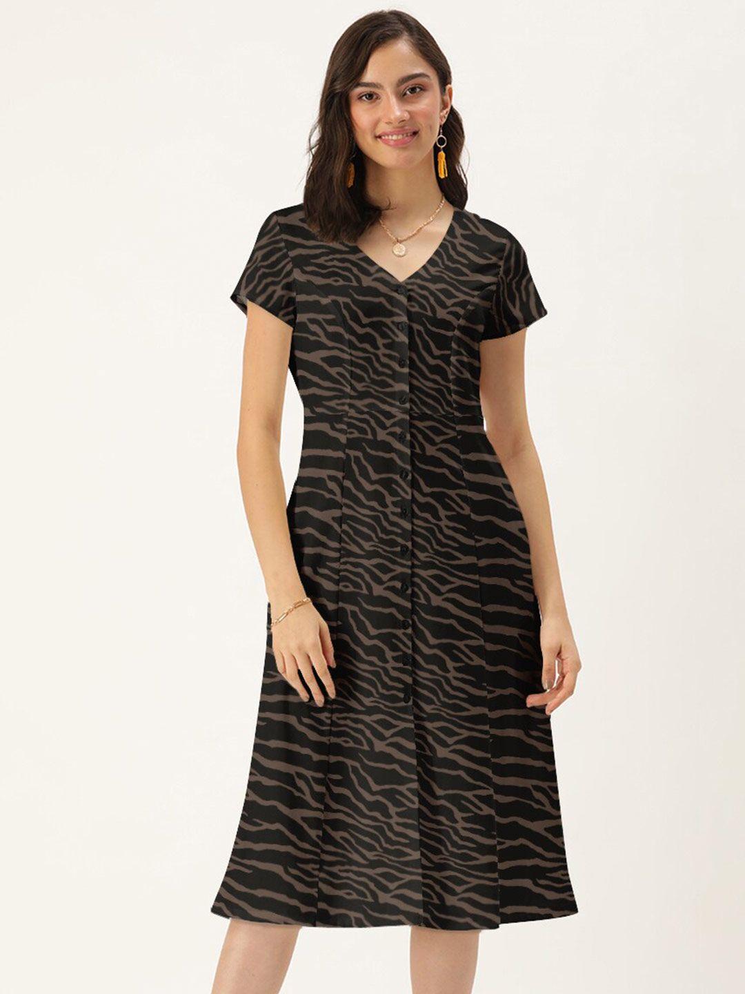 dressberry black animal shirt midi dress