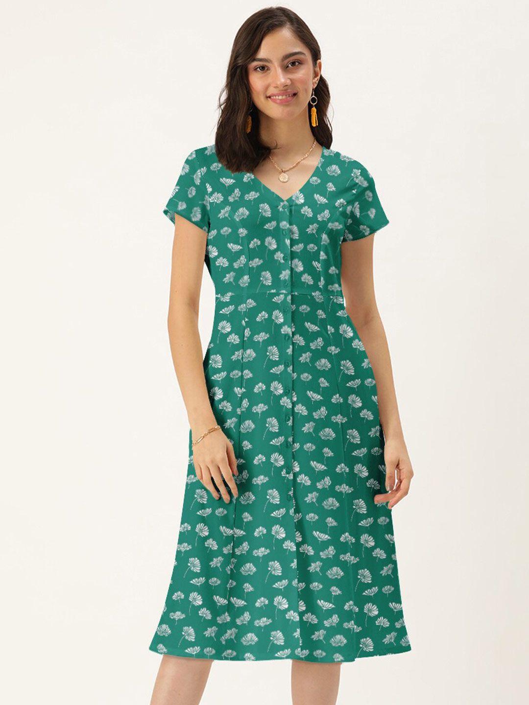 dressberry teal floral a-line dress