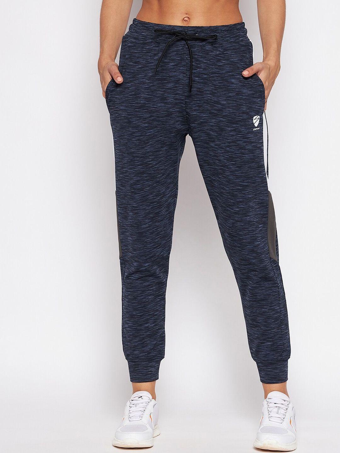 unpar women navy blue solid joggers