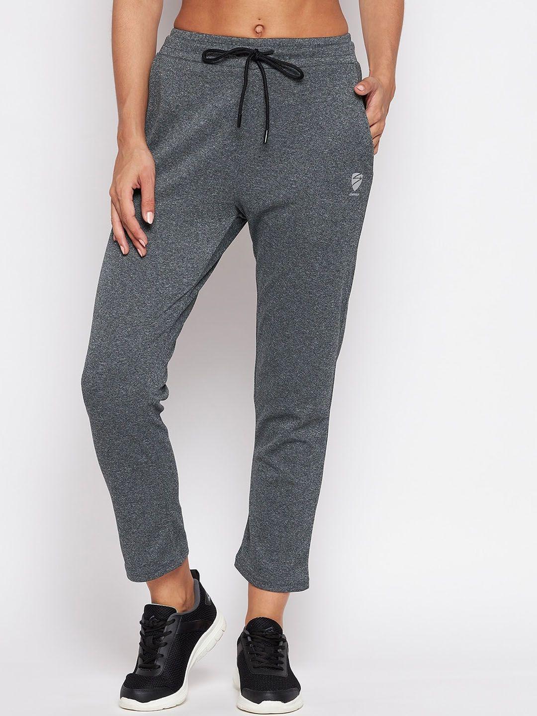 unpar women grey solid regular fit track pants