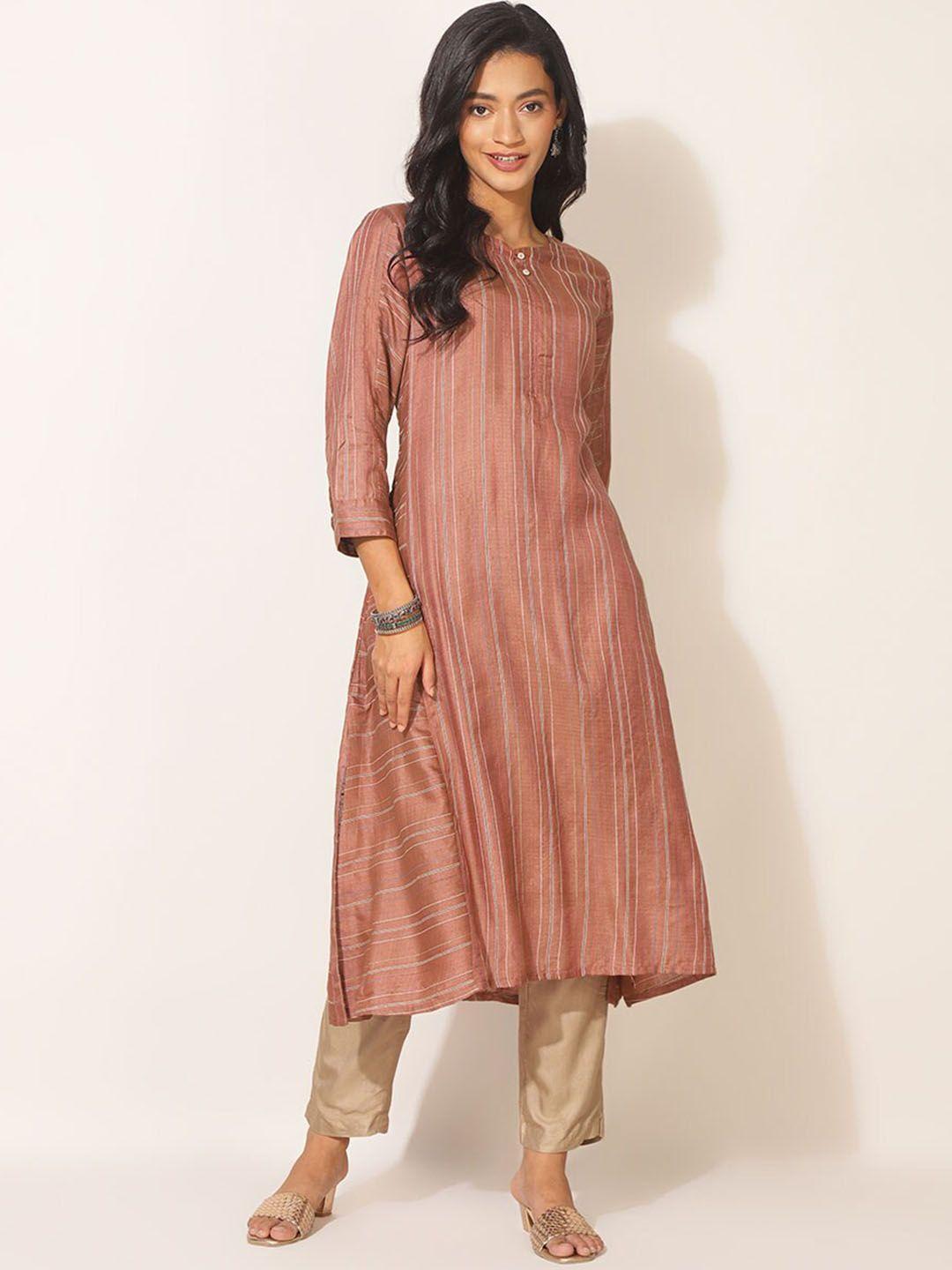 fabindia a-line striped regular kurta