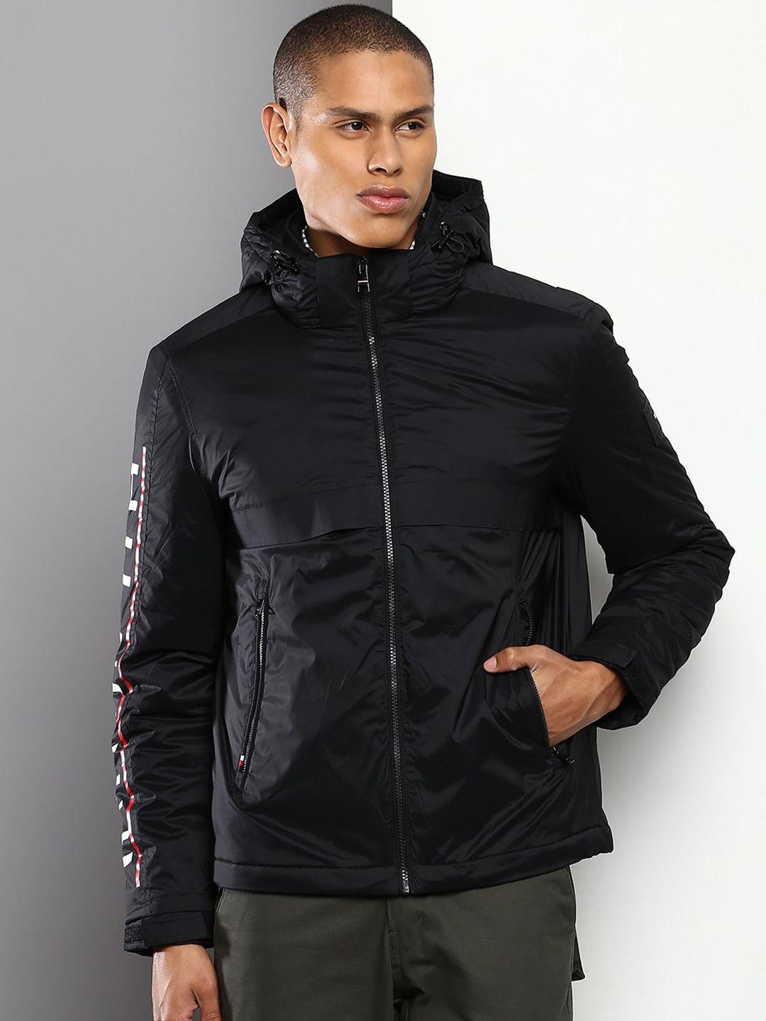 tommy hilfiger men black floral quilted jacket