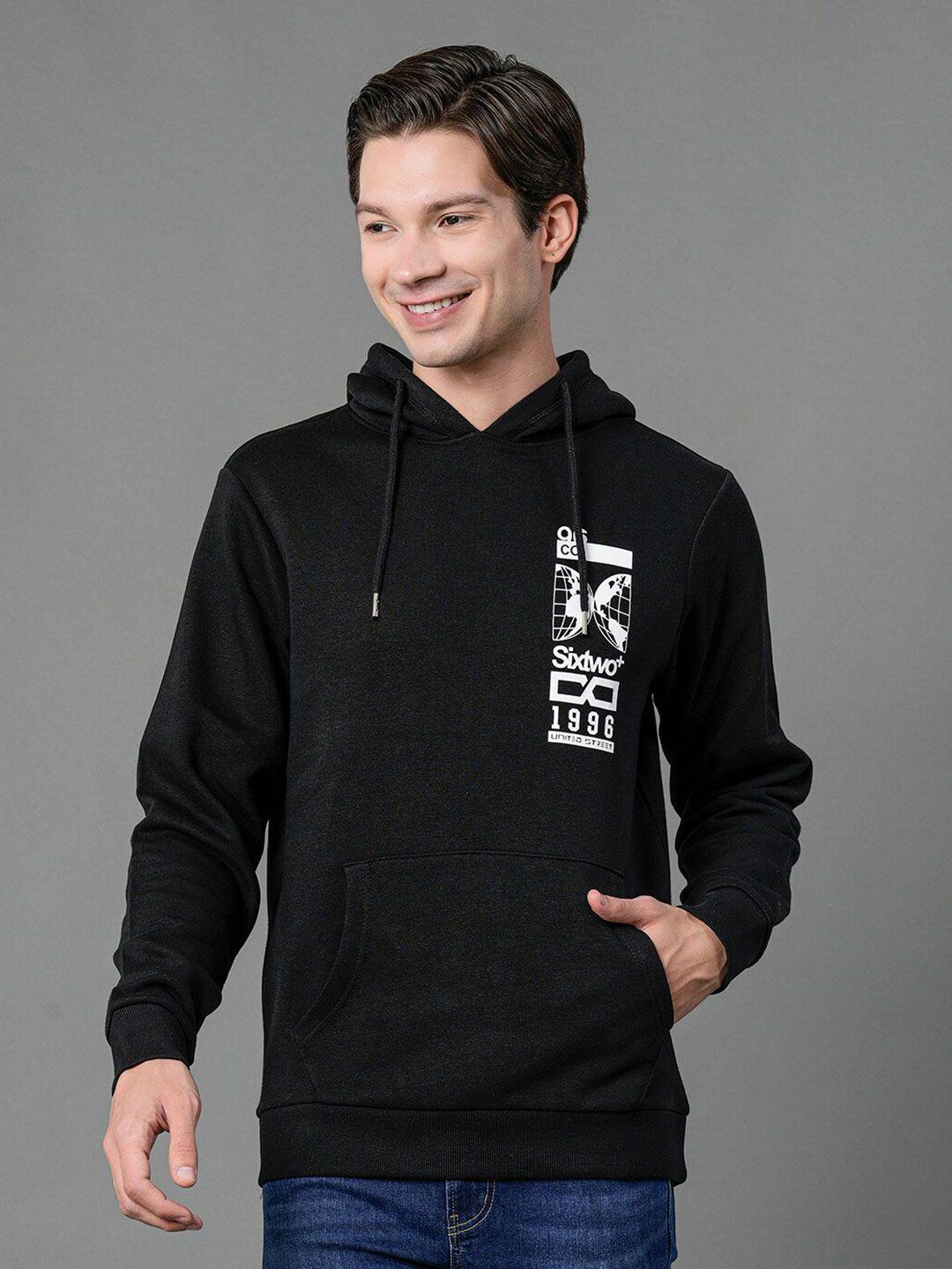 red tape men black graphic print hooded sweatshirt