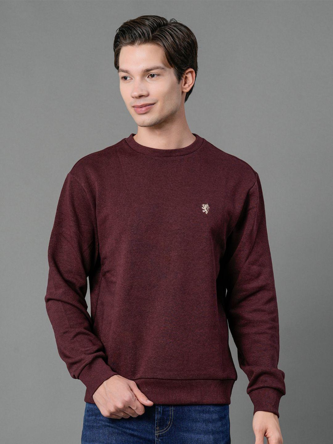 red tape men maroon solid sweatshirt