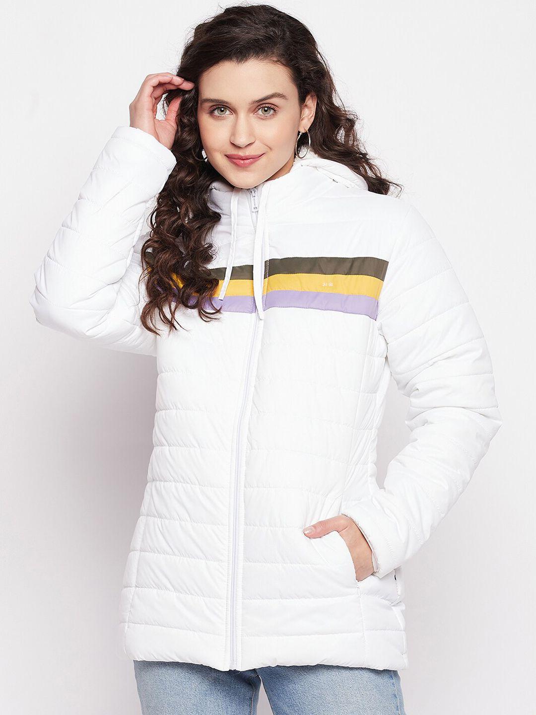 okane women white lightweight hooded padded jacket