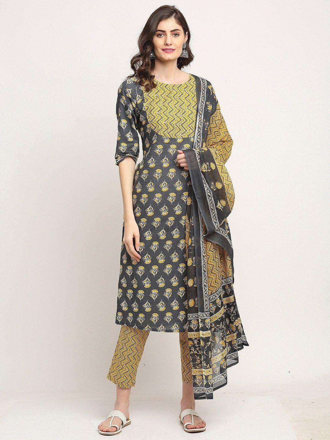 rajnandini printed gotta patti pure cotton kurta with trousers & dupatta