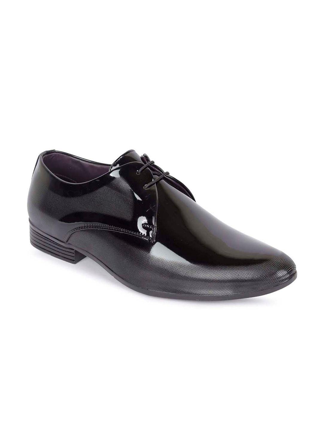 here&now men black textured formal derbys