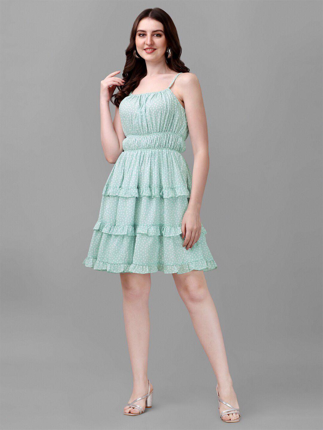 masakali co sea green & white georgette dress