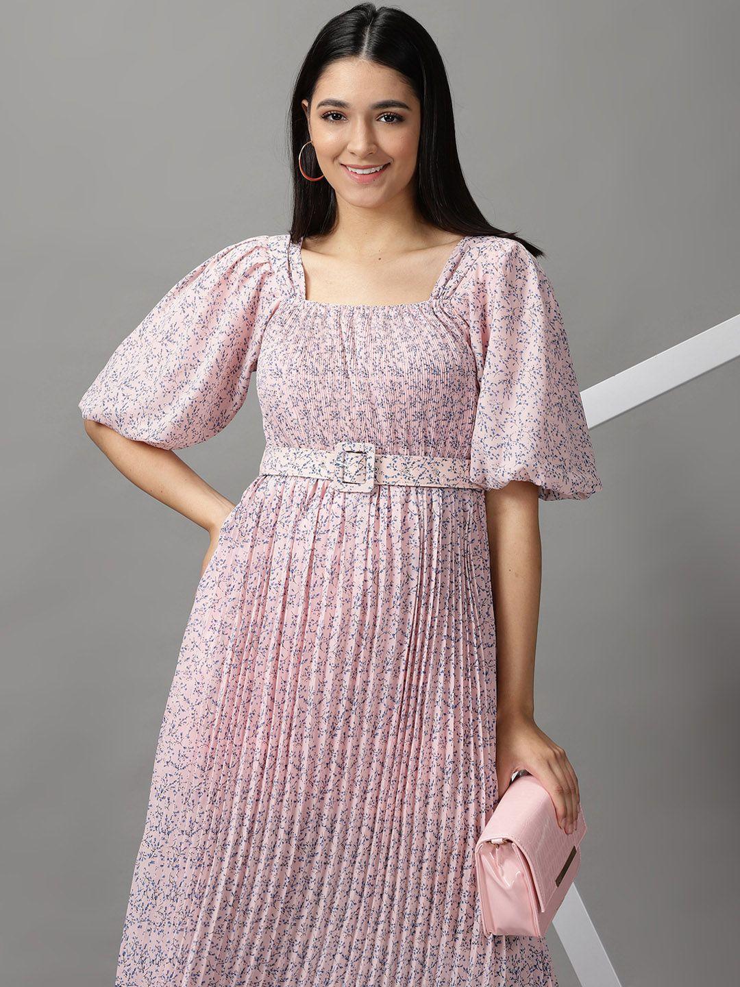 showoff geometric printed fit and flare dress