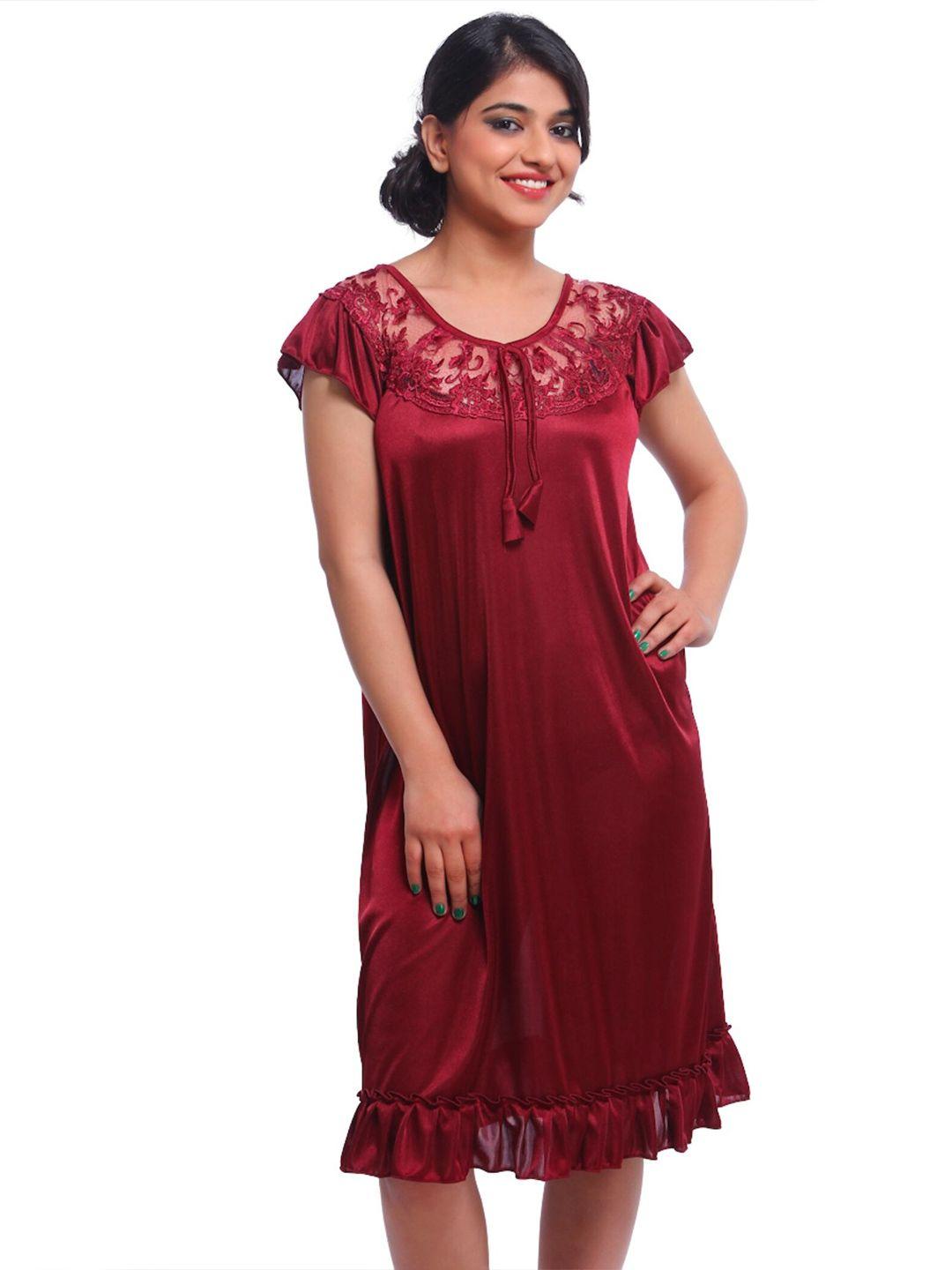 fasense women maroon nightdress