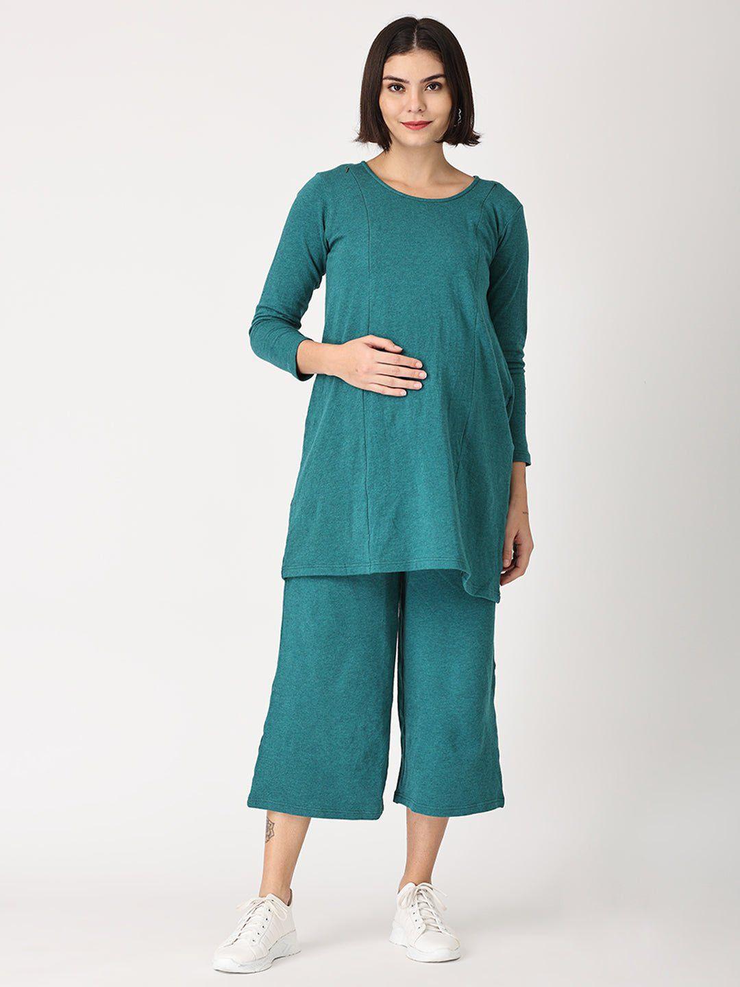 the mom store women teal blue maternity co-ords set