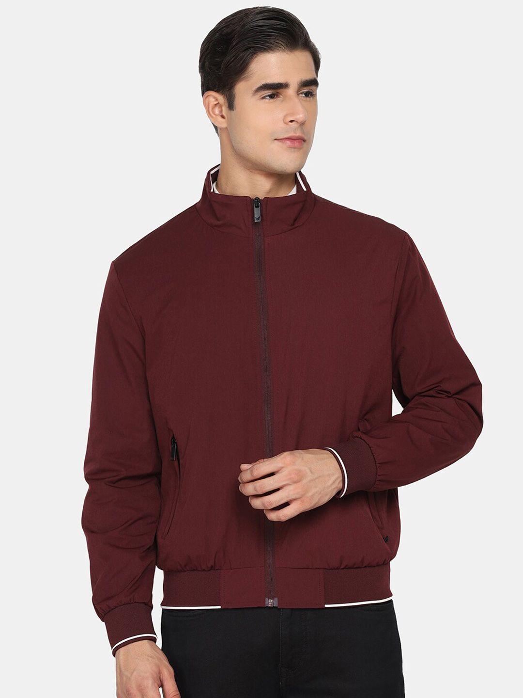 blackberrys men maroon solid bomber jacket