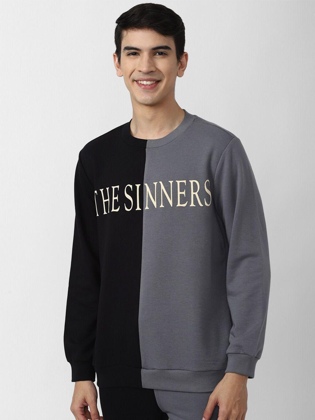 forever 21 men grey printed cotton sweatshirt