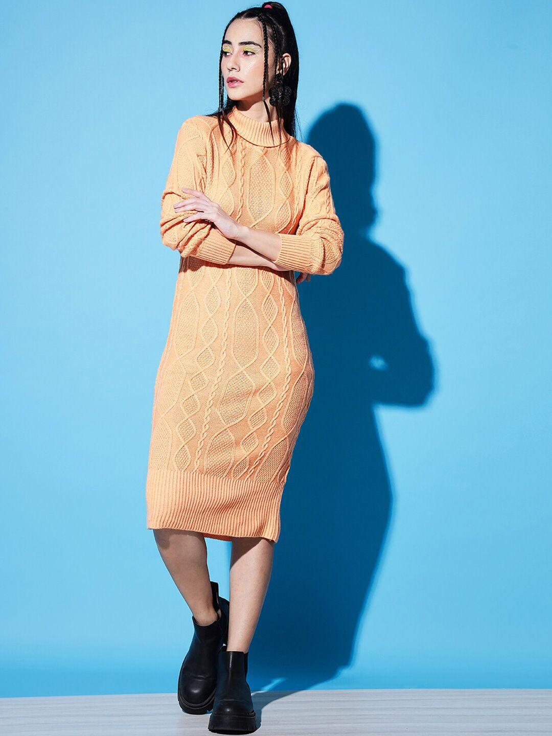 the dry state orange sweater midi dress