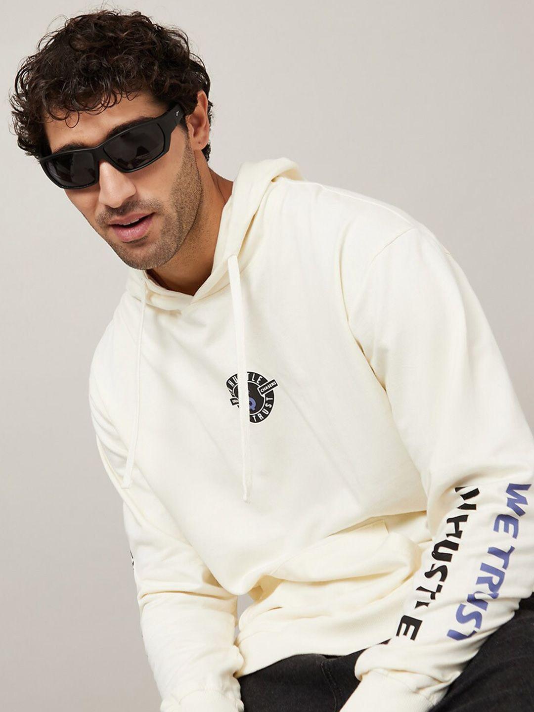 styli men printed boxy hoodie