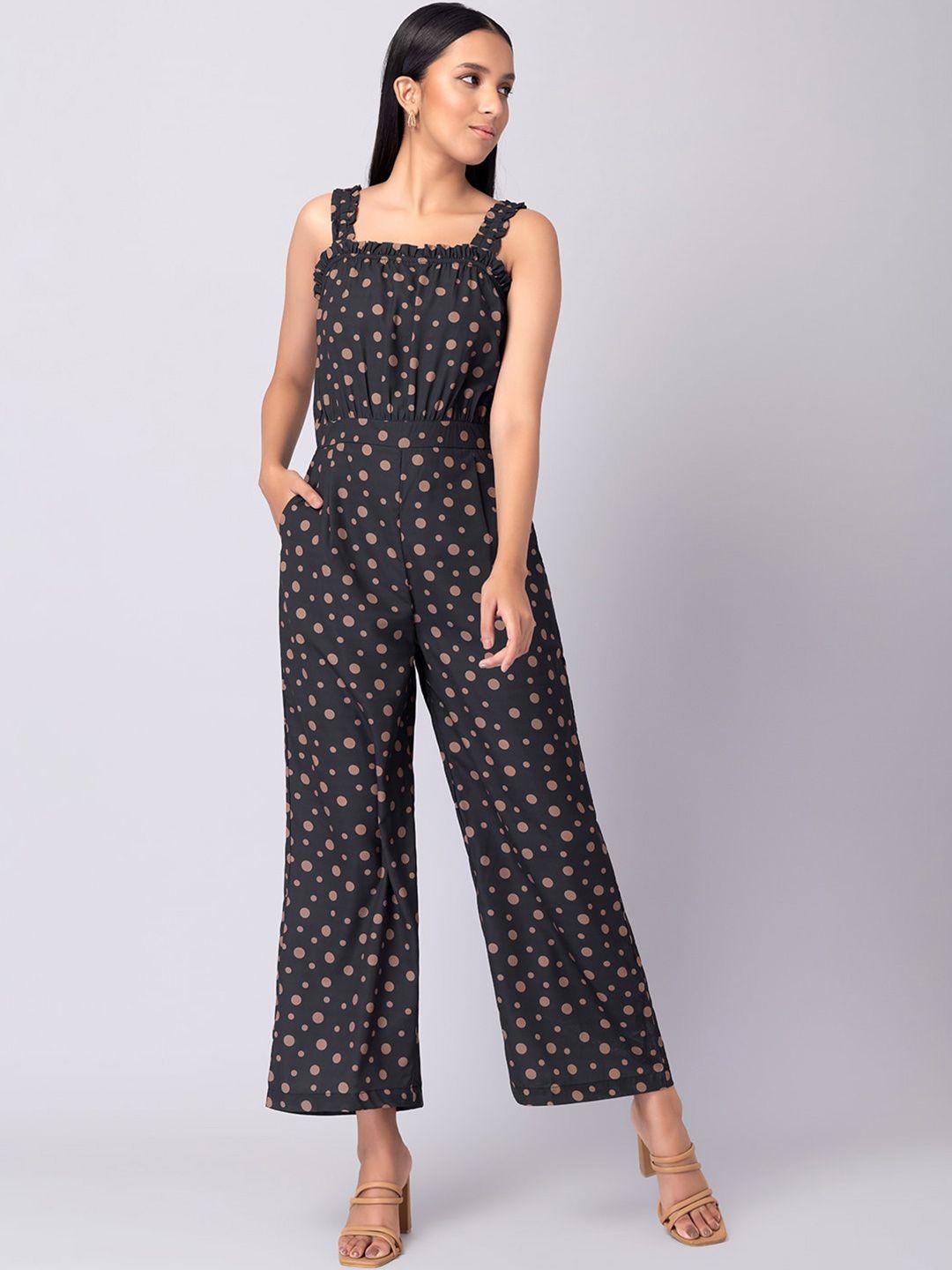 faballey black & brown printed culotte jumpsuit