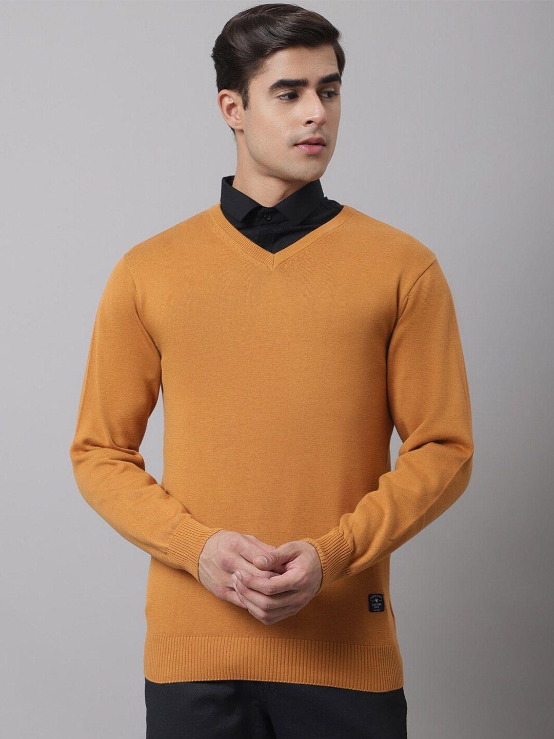 cantabil men mustard pullover