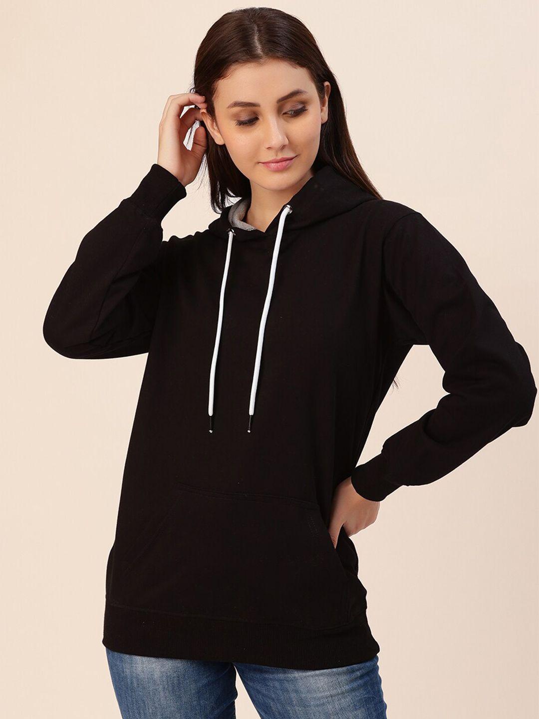 lounge dreams women black hooded cotton sweatshirt