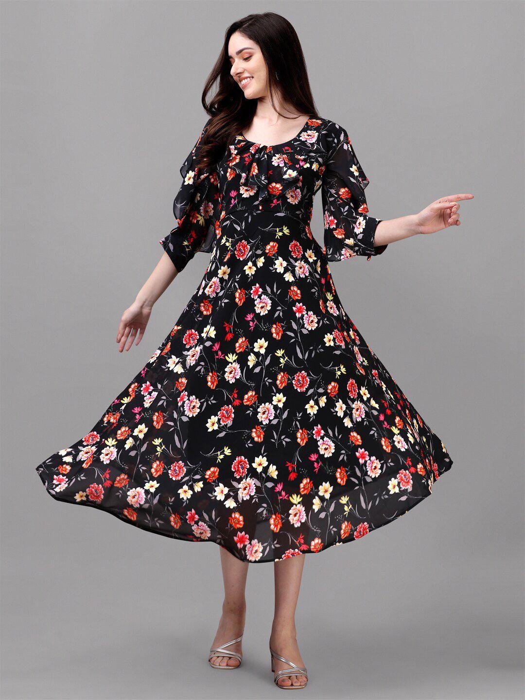 gufrina floral printed georgette midi dress