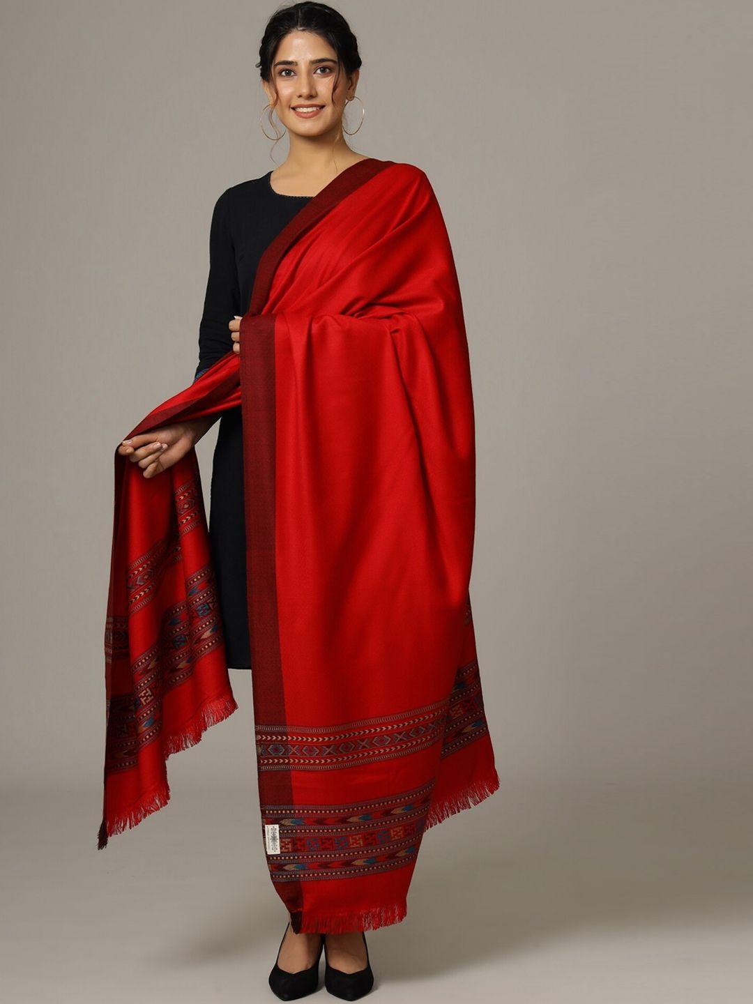 handicraft palace women red woven-design shawl