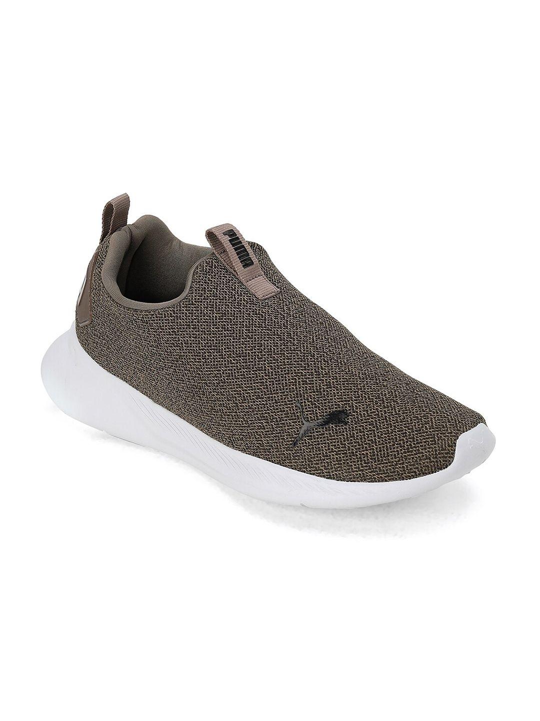 puma men brown textile wish running shoes