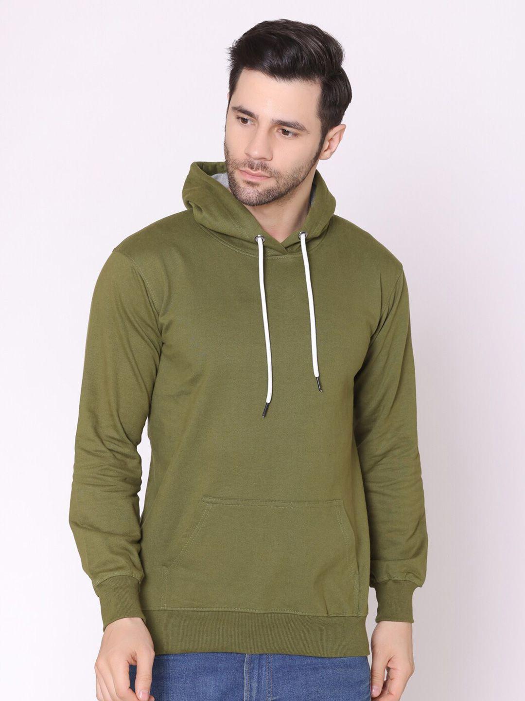 lounge dreams men olive green cotton hooded sweatshirt