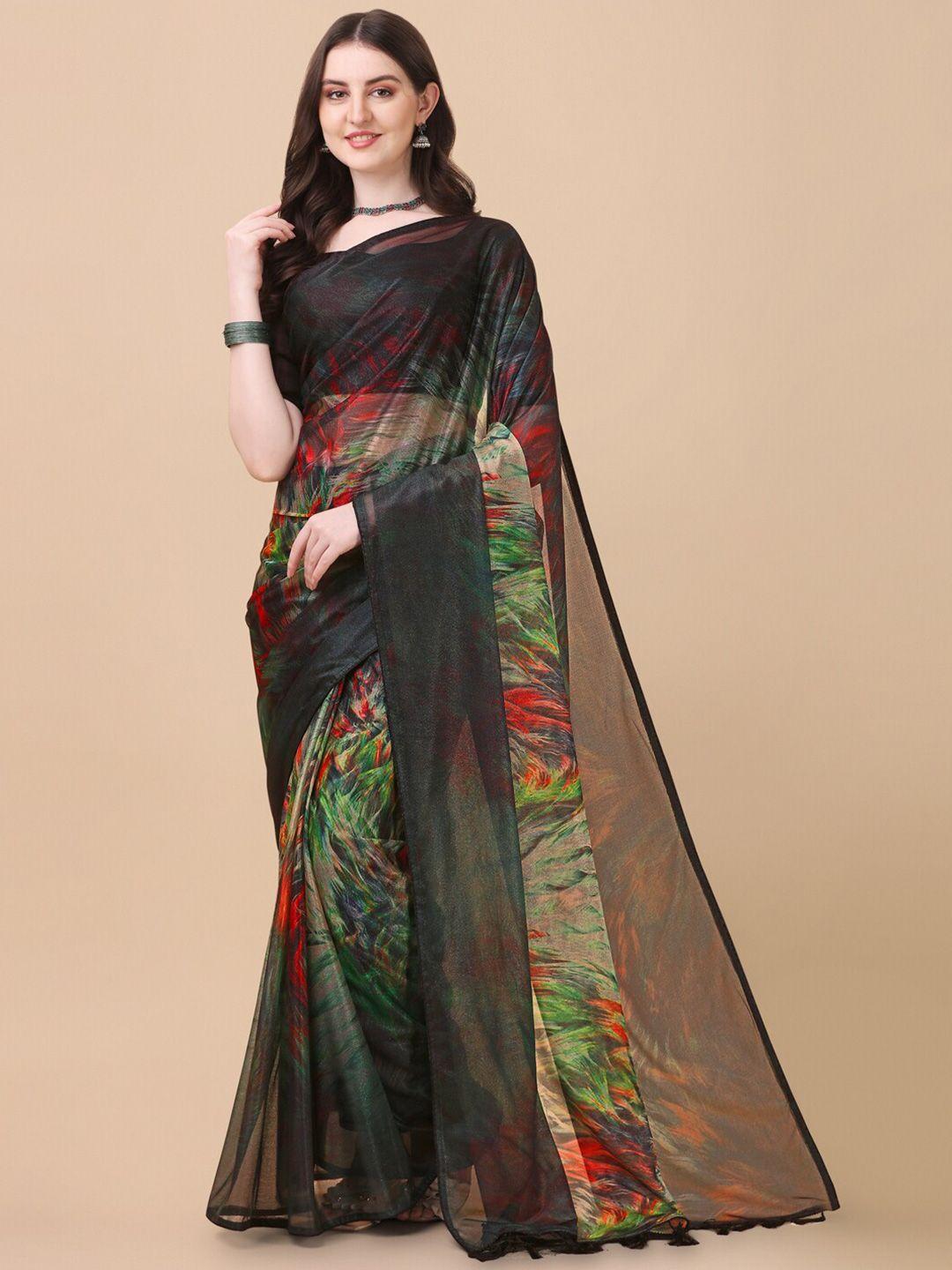 fab dadu green & red ready to wear saree