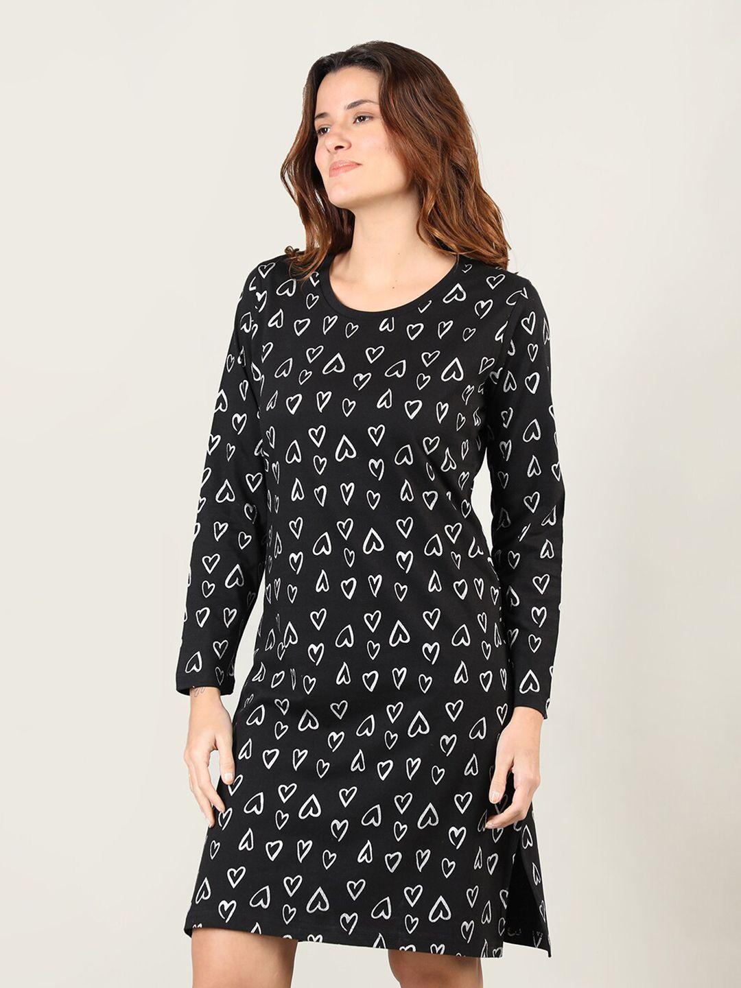 organzaa black printed nightdress