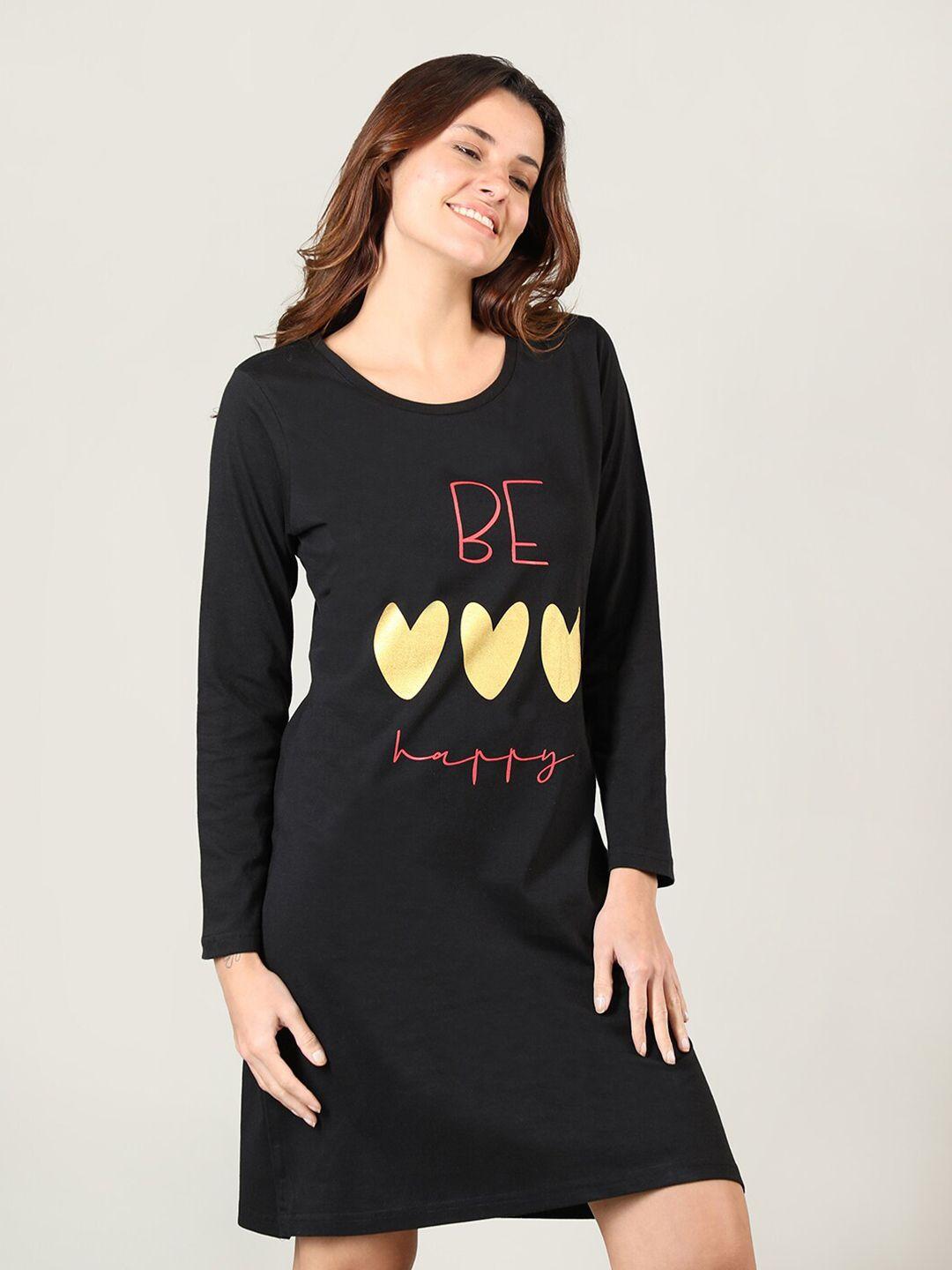 organzaa black printed nightdress