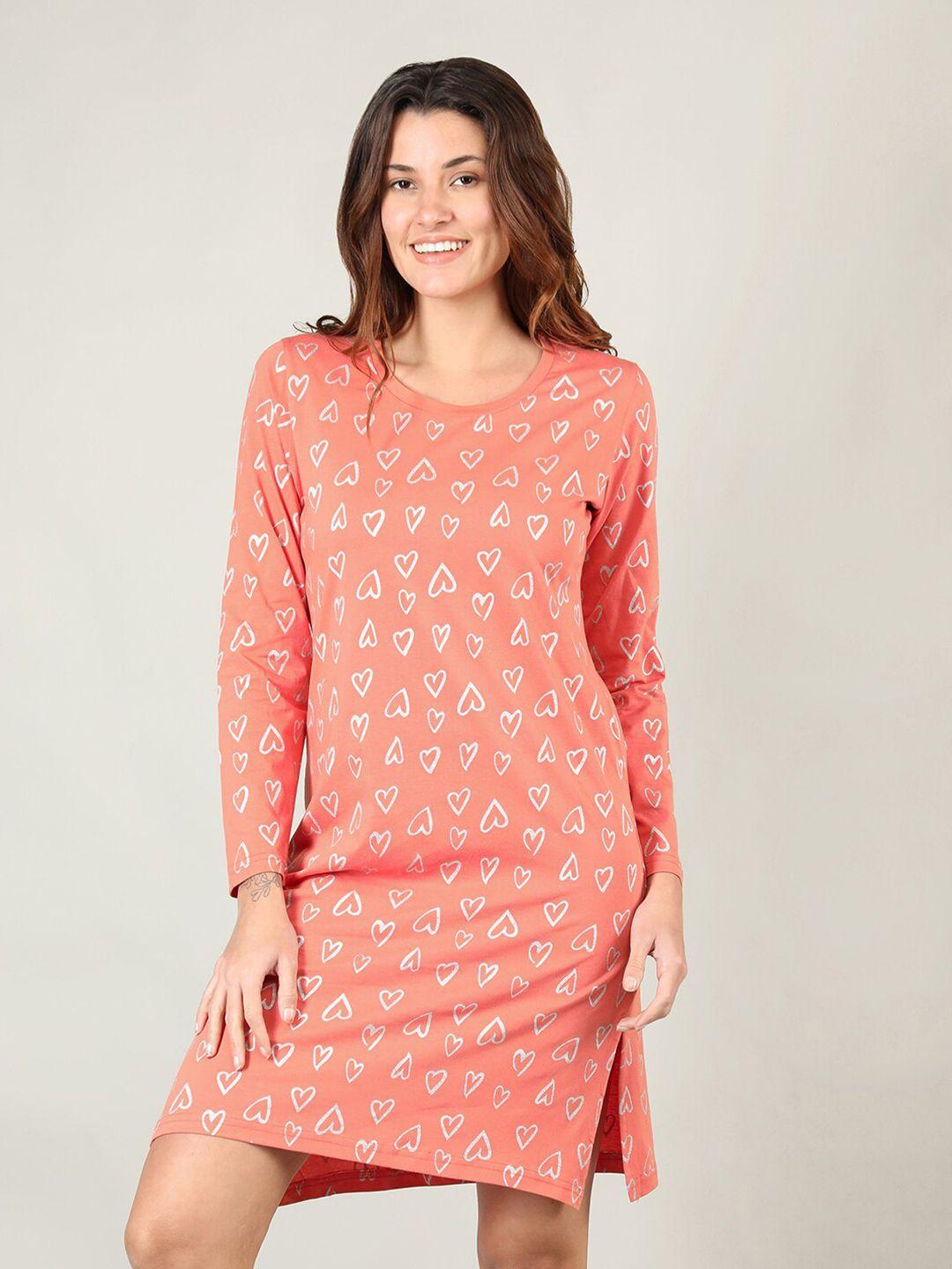 organzaa peach-coloured printed nightdress