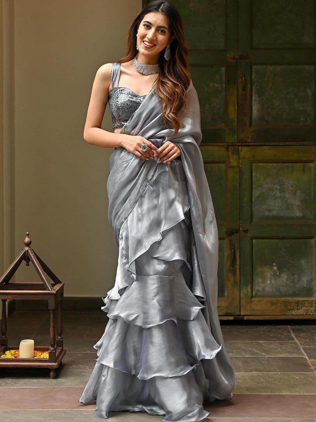 lavanya the label grey organza saree