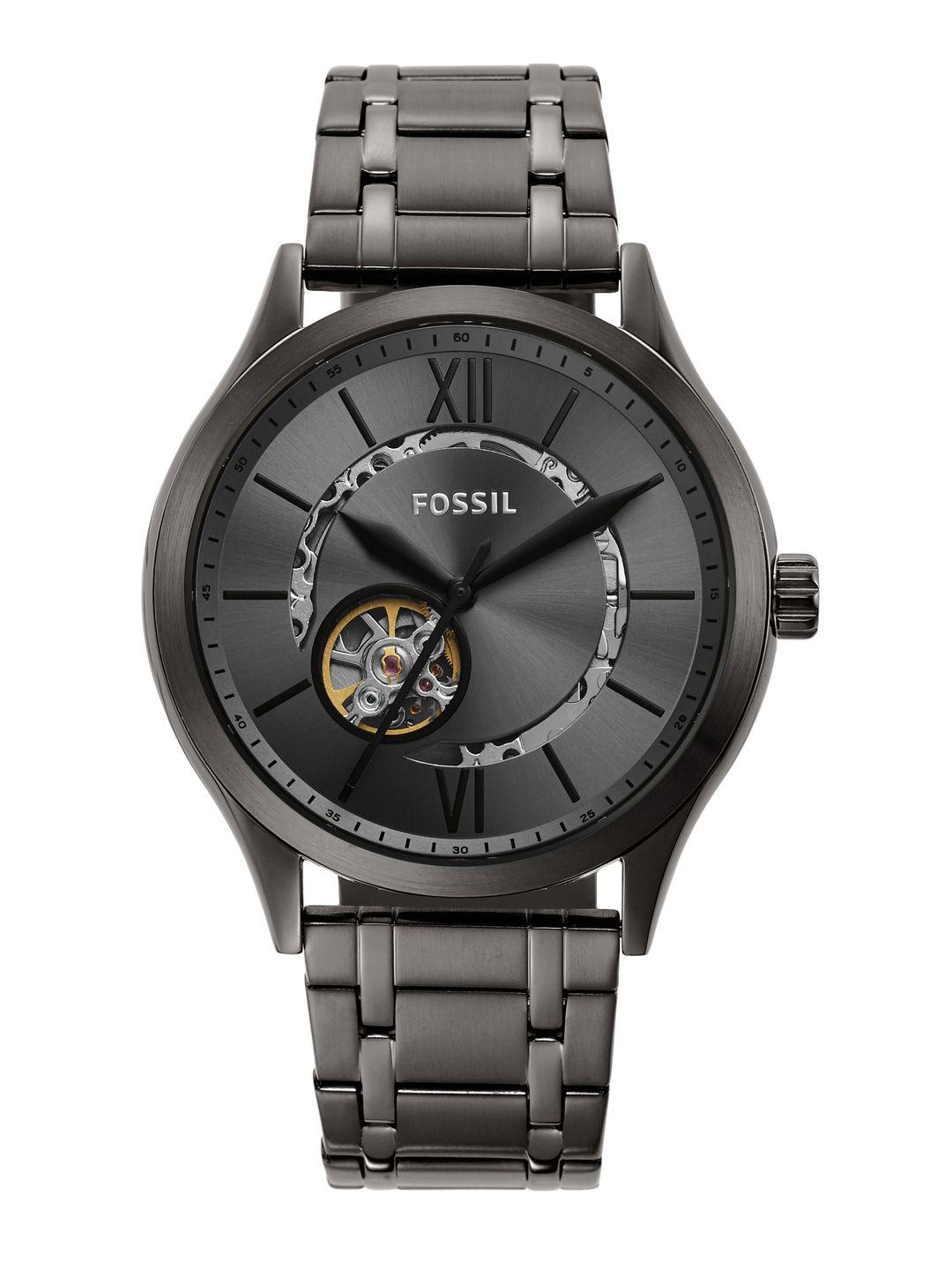 fossil men fenmore skeleton automatic analogue watch bq2647