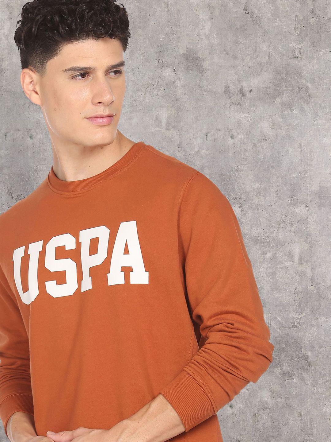 u s polo assn denim co men orange printed sweatshirt