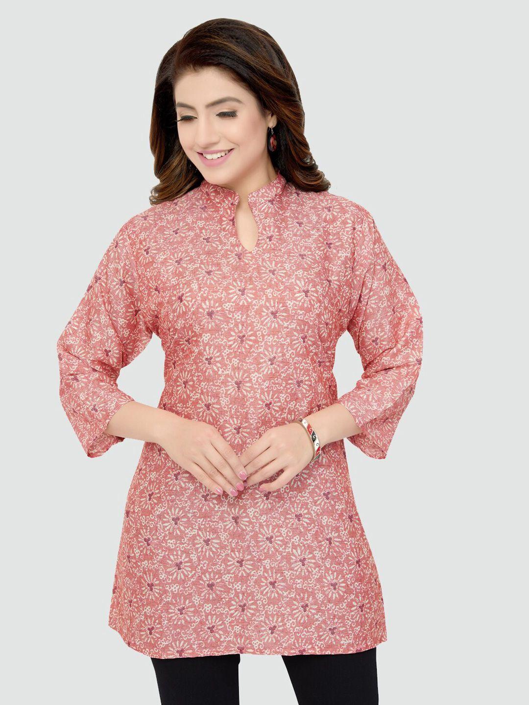 saree swarg women pink floral printed kurti