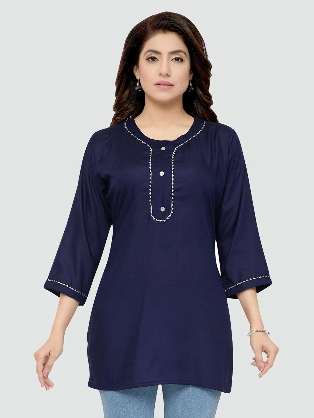 saree swarg women navy blue solid kurti