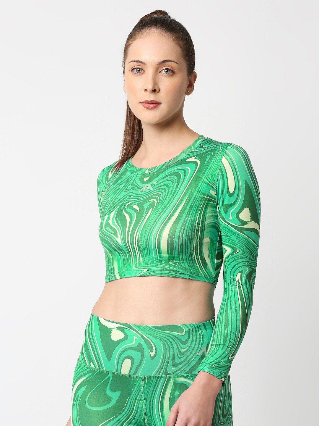 aesthetic nation women green print crop top