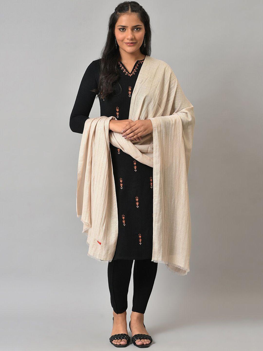 w women gold-toned self-design shawl