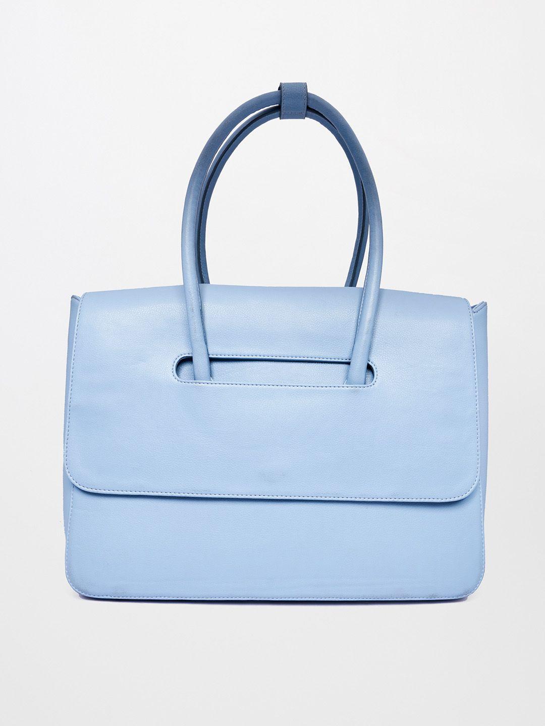 and women blue structured handheld bag