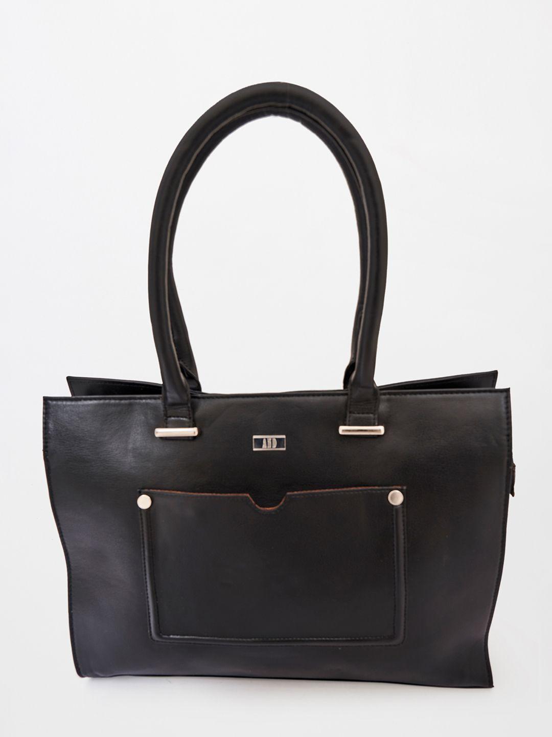 and black pu structured shoulder bag