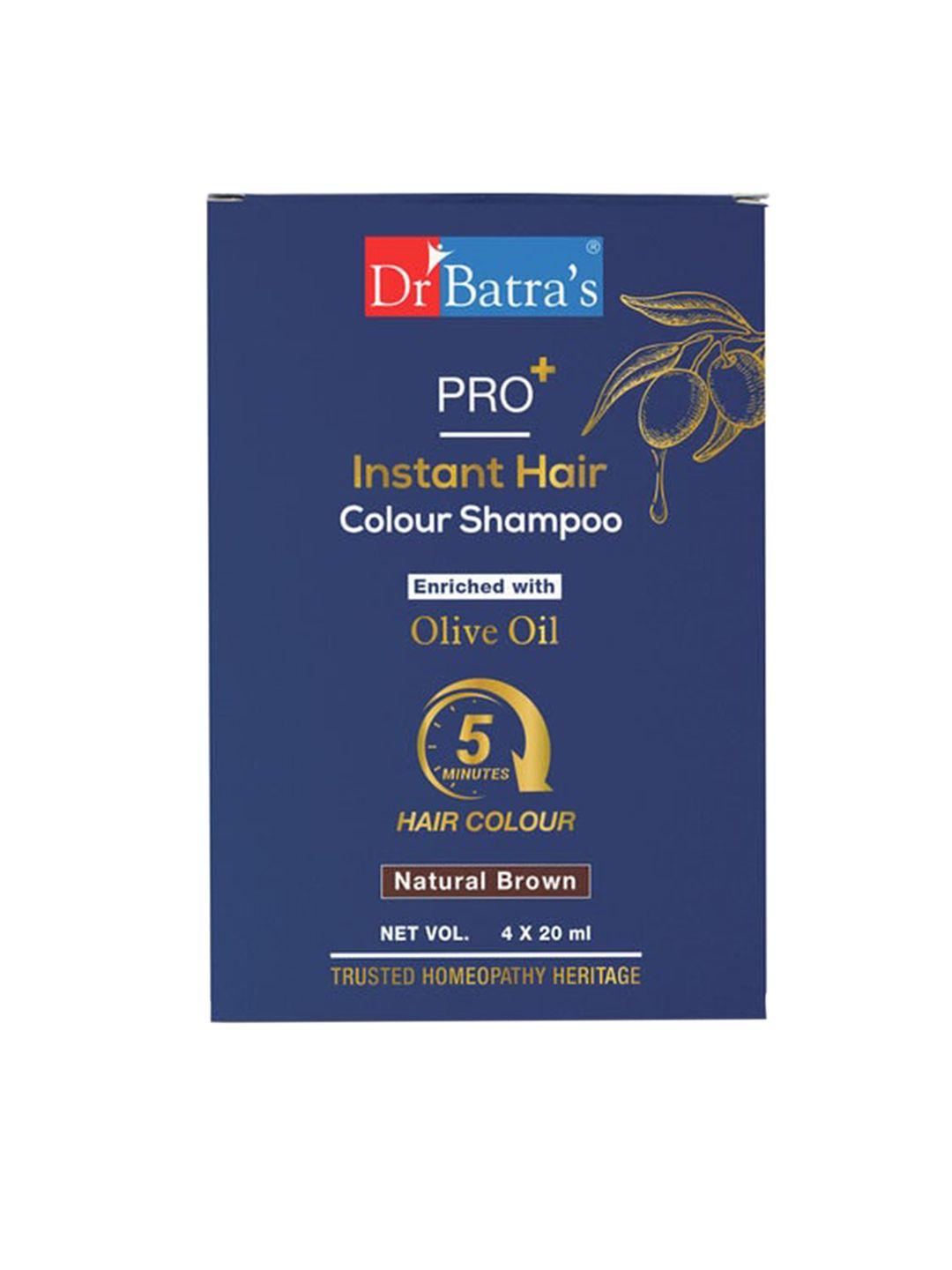 dr. batras men natural brown pro+ instant hair colour shampoo - 80ml