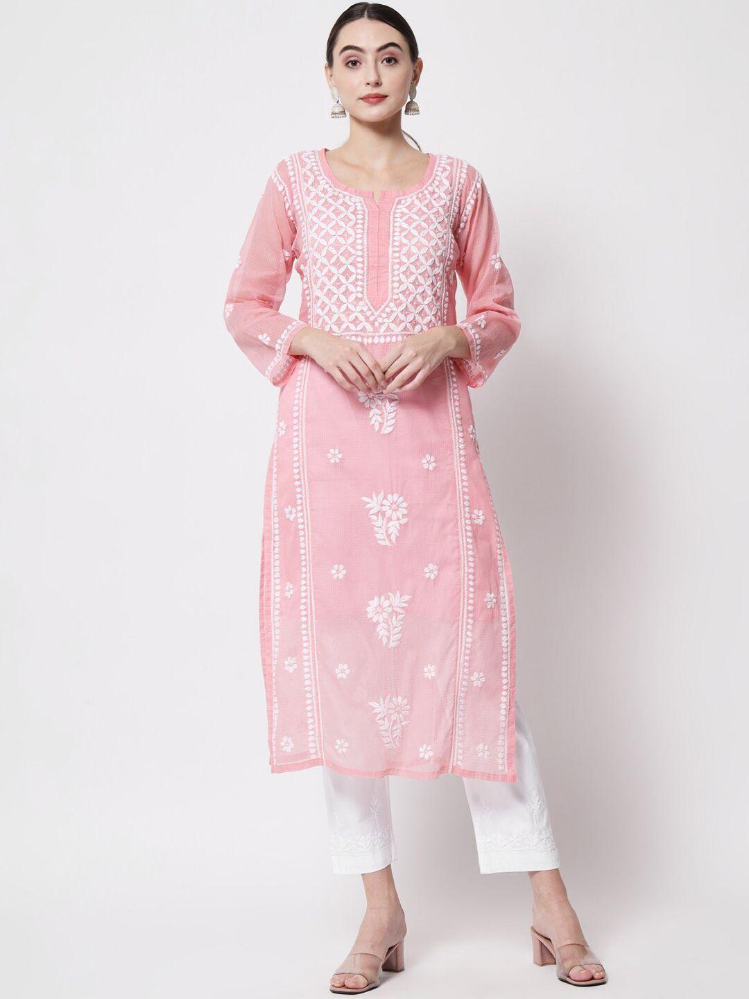 paramount chikan chikankari embroidered ethnic motifs cotton kurta