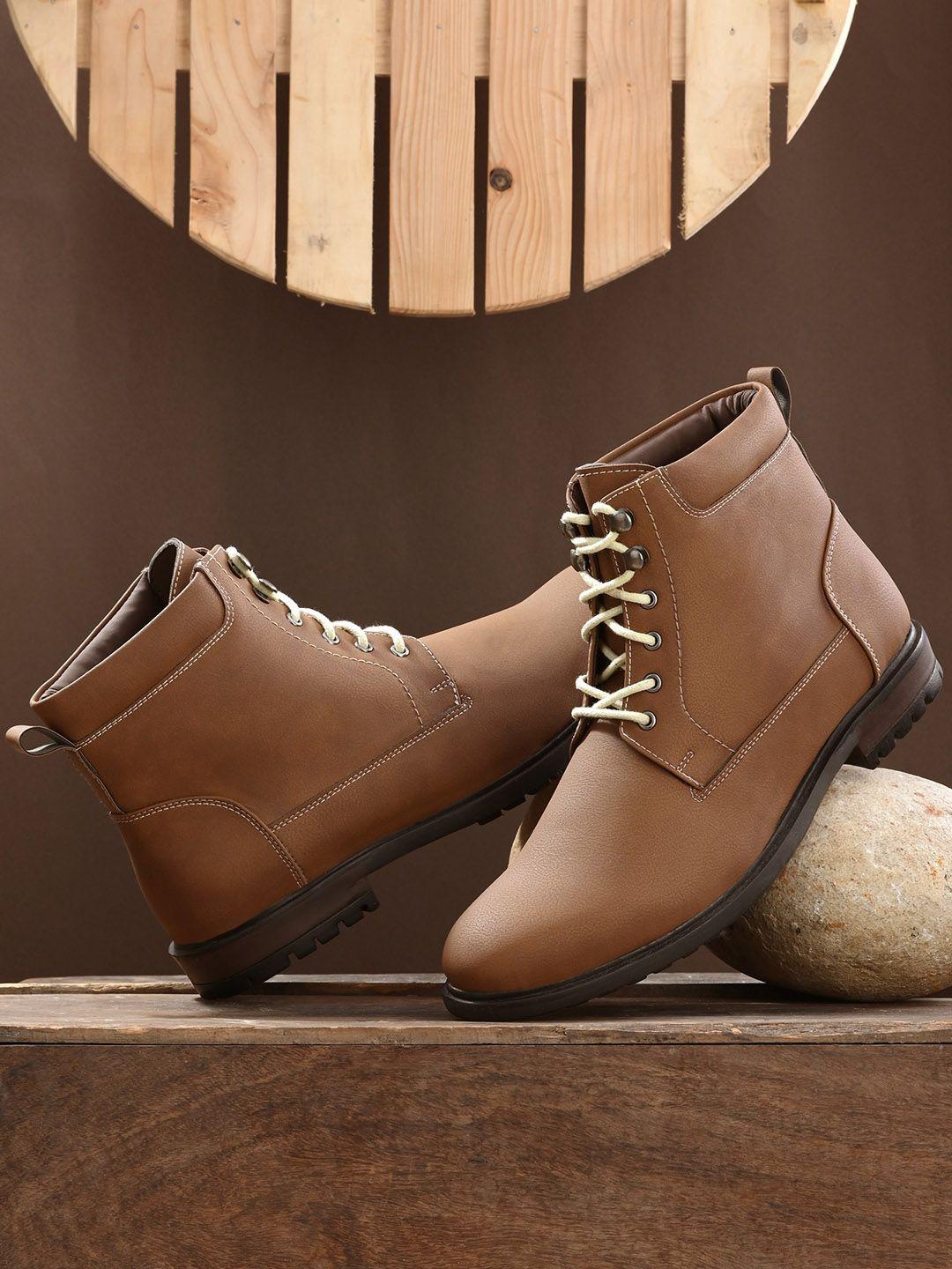 roadster men tan solid regular boots