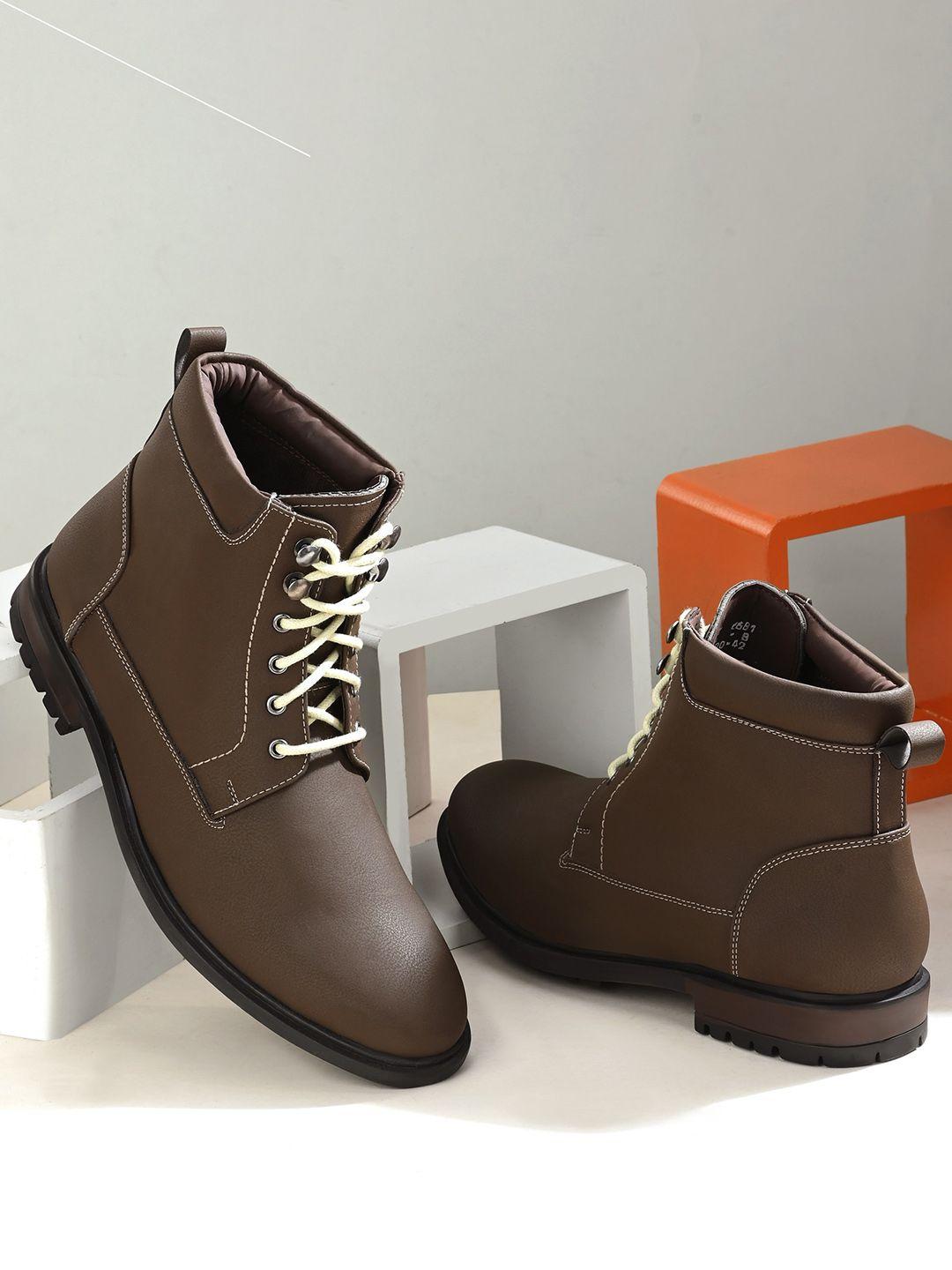 roadster men brown solid casual boots