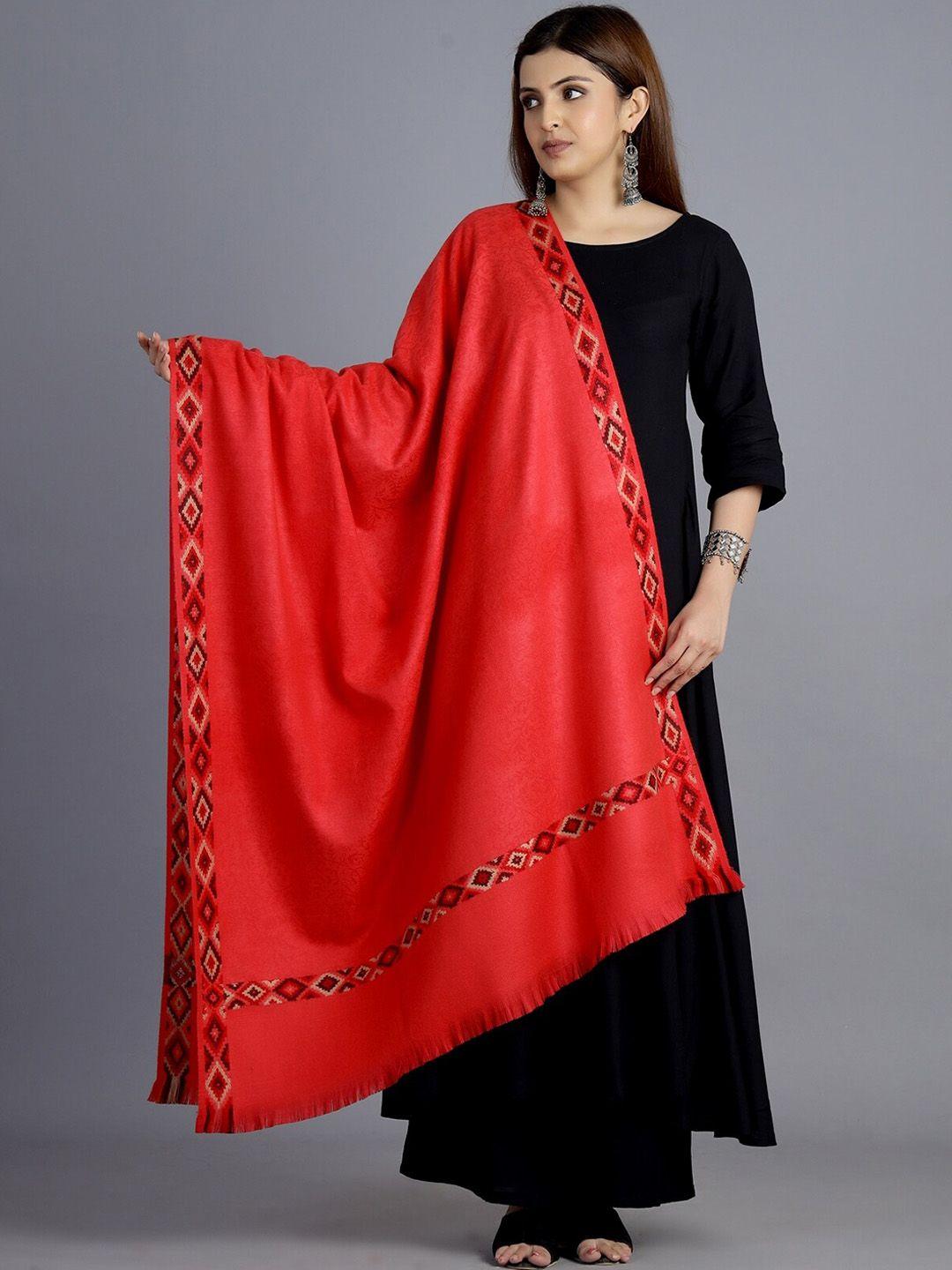 handicraft palace women red woven-design shawl