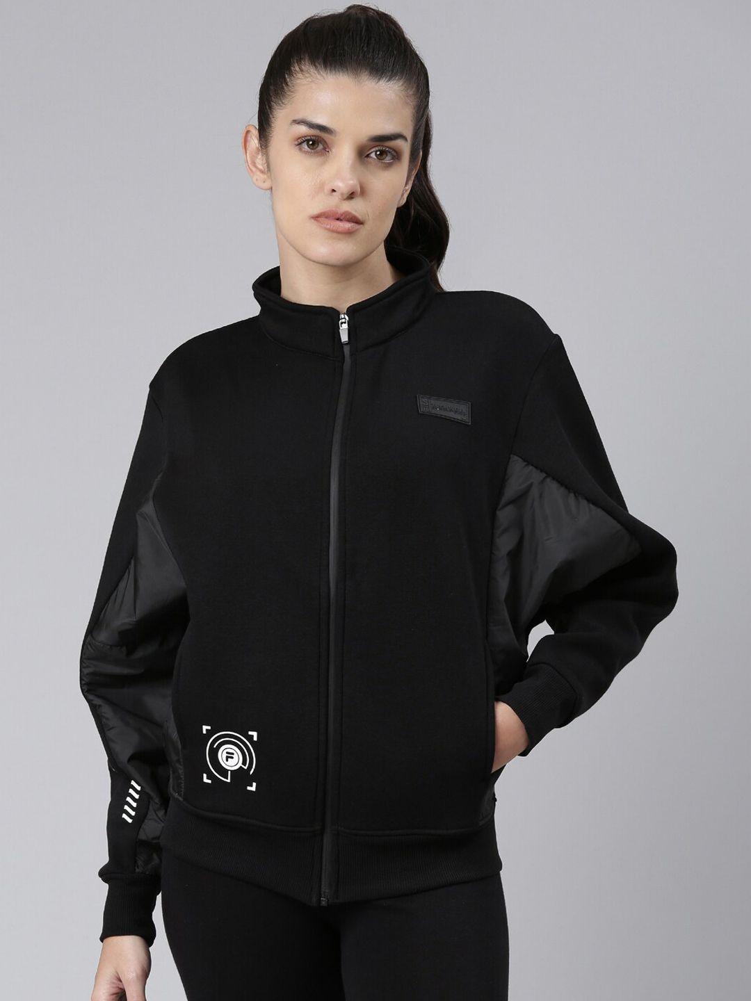 fila women black colourblocked sporty jacket